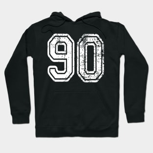 Number 90 Grungy in white Hoodie